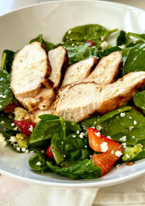 Spinach Salad with strawberries and a Balsamic Vinaigrette