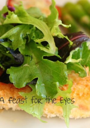 Parmesan Chicken with a salad and lemon vinaigrette