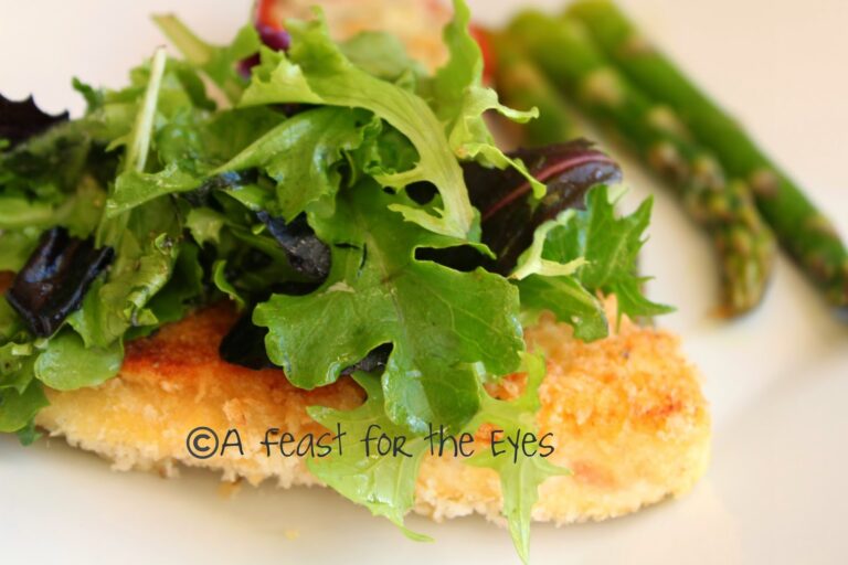 Parmesan Chicken with a salad and lemon vinaigrette