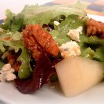 Spring Greens with Pears, Blue Cheese and Candied Pecans
