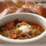 Sausage, Lentil and Kale Soup (and Parmesan Skillet Rolls)