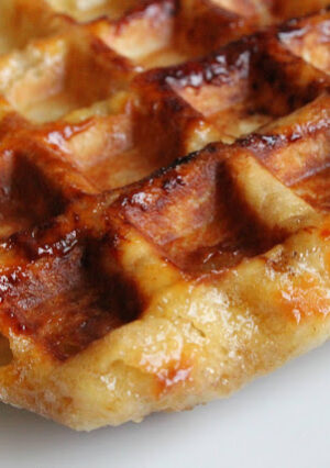 A golden brown Belgian Liege Waffle