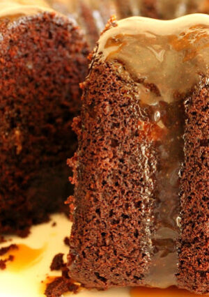 This Chocolate Mocha Bundt Cake is drizzled with a divine Espresso-Bourbon Glaze. For chocolate lovers, this deep dark bundt cake is studded with mocha chips. The glaze is my favorite part-- with espresso powder and bourbon, you can save extra glaze to drizzle over vanilla ice cream.