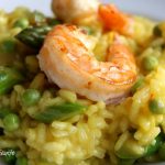 Asparagus, Pea and Saffron Risotto (With or Without Shrimp)