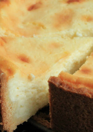A slice of German quark cheesecake
