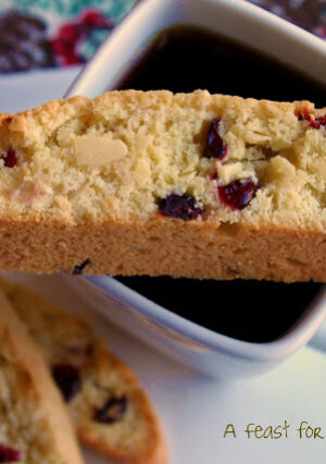 Sliced Cranberry Almond Biscotti