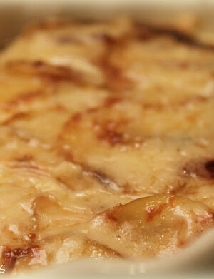 Yukon Gold Potatoes Au Gratin is a cheesy, dreamy casserole side dish. The Gruyere cheese and heavy cream makes this one of my favorite side dishes. To tone down the calories, a bit, I use less heavy cream and some chicken stock. While this doesn't make the dish fat-free, it isn't flavor-free. This is the perfect side dish for entertaining, because it's so good!