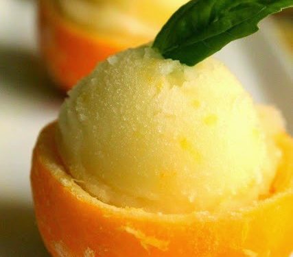 Meyer Lemon Basil Sorbet