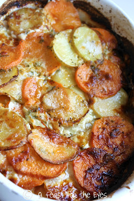 Scalloped Yukon Gold and Sweet Potato Gratin with Fresh Herbs - A Feast ...
