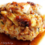 These Chicken Breasts stuffed with Apples and Cheese looks fancy, but isn't difficult to make. Apple and Cheese is one of my favorite snack combinations. Pair that with fresh tarragon, shallots and bread crumbs and you have a flavorful stuffing that you will love. The chicken is seared, then roasted, for a moist finish. A quick pan sauce is made with apple cider, a splash of white wine and chicken stock and you have a week night dinner that is easy enough to put together, but fancy enough for a dinner party.
