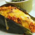 Poblanos Stuffed with Cheddar, Chicken and Rice