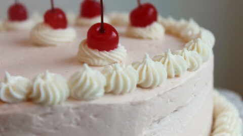 Cherry Vanilla Cake With Swiss Meringue Buttercream Frosting A Feast For The Eyes