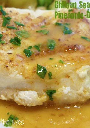 Chilean Sea Bass is a very mild, white fish. I was inspired to make this recipe after enjoying a similar dish while visiting Maui. The technique of searing and roasting the fish, and then serving it with my version of a pineapple sauce was not only fast and easy– it reminded me of that delicious meal we had in Hawaii. NOTE: This recipe works great with Halibut, as well.