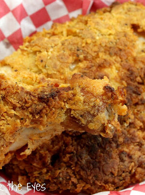 A plate of crispy fried chicken.