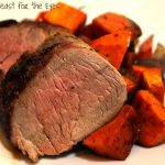 Quick Cuban Roasted Pork Tenderloin with Roasted Sweet Potatoes and Onion