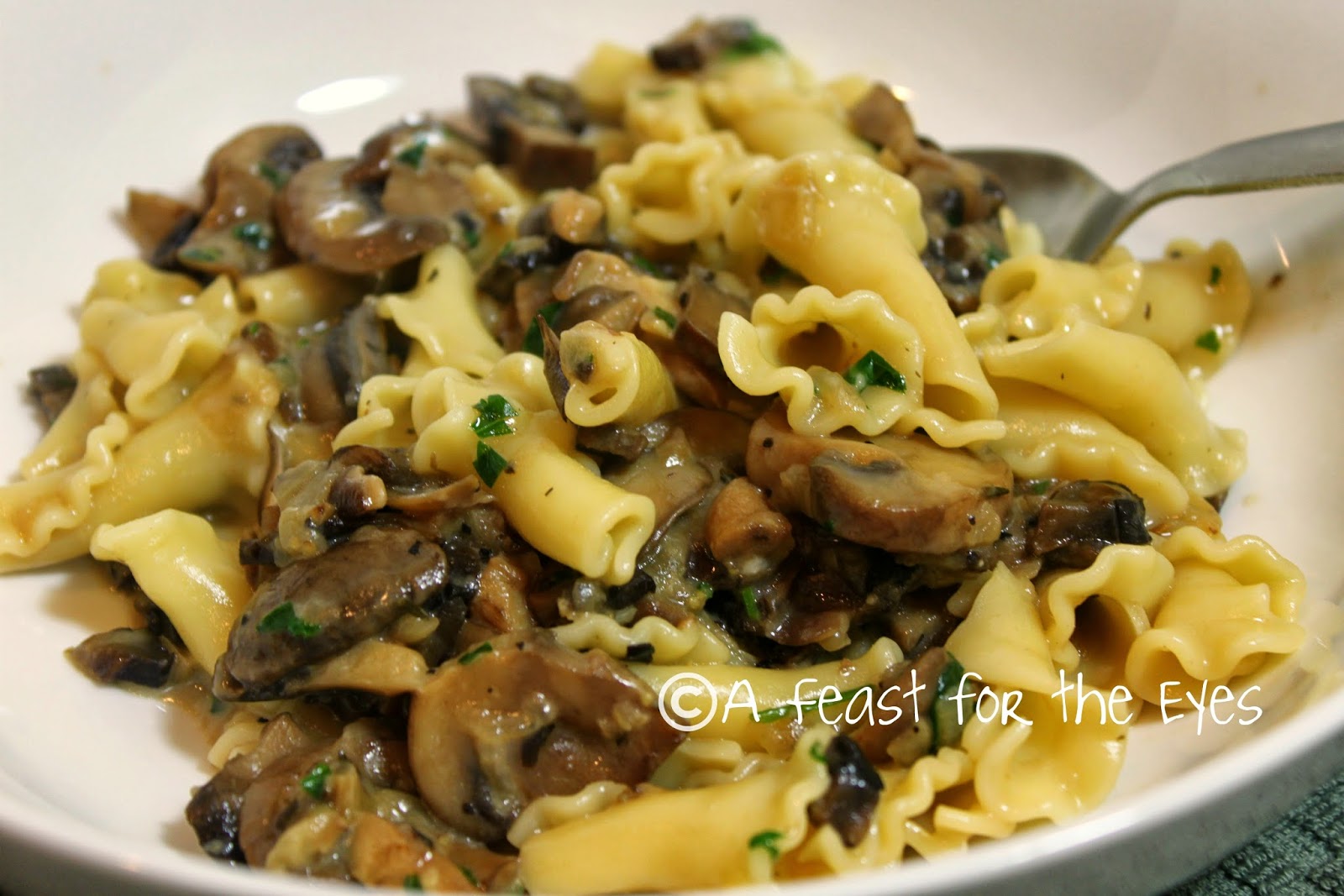 Creamy Mushroom Sauce over Pasta (Pressure Cooker Style) - A Feast For