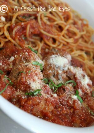This Pressure Cooker Spaghetti and Meatballs recipe is so fast and easy! The homemade marinara sauce is a quick recipe, and just as easy. This is one of our favorite pasta recipes. If you don't own a pressure cooker, don't dismiss this recipe! You can easily adapt this to a slow cooker-- it'll just take longer. If you've made homemade meatballs, many recipes require that you brown them. With this recipe, you don't have to-- and they still turn out moist and flavorful.