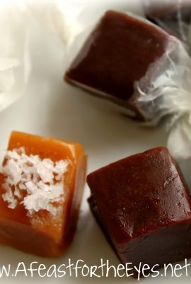 These Homemade Creamy Dark Chocolate or Salted Vanilla Bean Caramels are so easy to make! When I was a kid, my mom used to buy a bag of Kraft caramels that had both caramel and chocolate caramel flavors. I couldn’t pick a favorite, and now I can clone these at home! These are perfect as holiday gifts. I promise, you will love these!