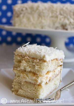 A slice of coconut cake.