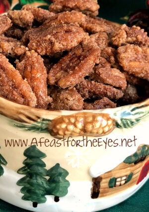 A plate of candied pecans