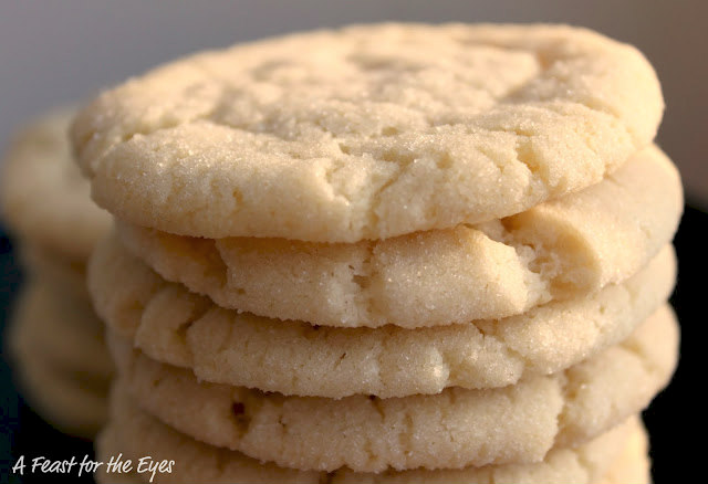 The perfect Sugar Cookie, to me, has crispy edges with a chewy center.  It needs to have just the right balance of butter flavor and vanilla custard.  The extra sugar coating adds that perfect crunchy texture on your tongue. This recipe delivers that perfect texture and flavor and is a family favorite.