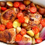 Healthy One Pan Baked Paprika Chicken Thighs with Potatoes and Tomatoes