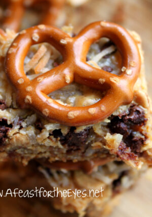 Pretzel and Peanut Butter Magic Layer Cookie Bars
