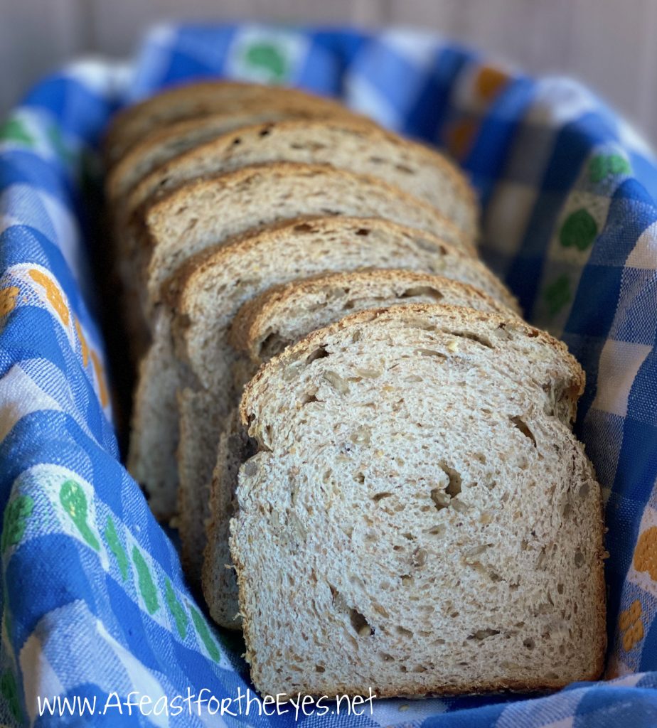 This recipe is truly the Bests Homemade Multigrain Bread I've ever baked. After years of searching for a multigrain bread that I can bake at home, I found "the one". The flavor is perfect, and  the  texture bakes up light yet chewy, without being tough The not-so-secret ingredient is using a packaged 7-Grain hot cereal. I bake this every other Sunday, because I freeze one loaf for later while enjoy one loaf with our morning toast. This makes perfect toast, grilled cheese sandwiches-- or any kind of sandwich.