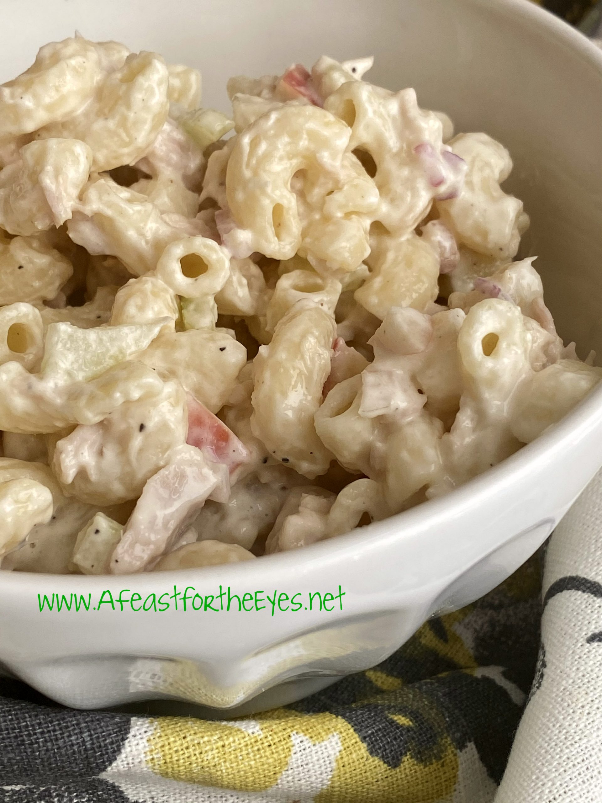 classic macaroni salad with tuna and egg