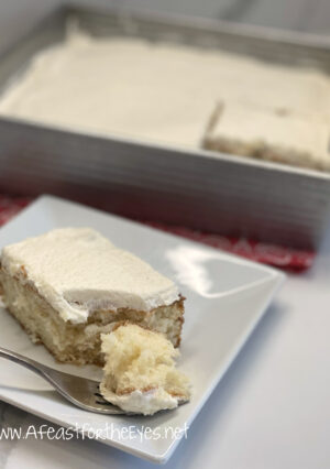 This snack cake is perfect to scratch my itch for a white cake. It’s tender and flavorful. I second that the best frosting does not come out of a can. Homemade Buttercream frosting is so easy to make! The frosting is incredibly good! My husband and I had a really hard time resisting eating seconds within minutes of our first serving! When I get a craving for cake, I know that this is the recipe I’m going to bake.