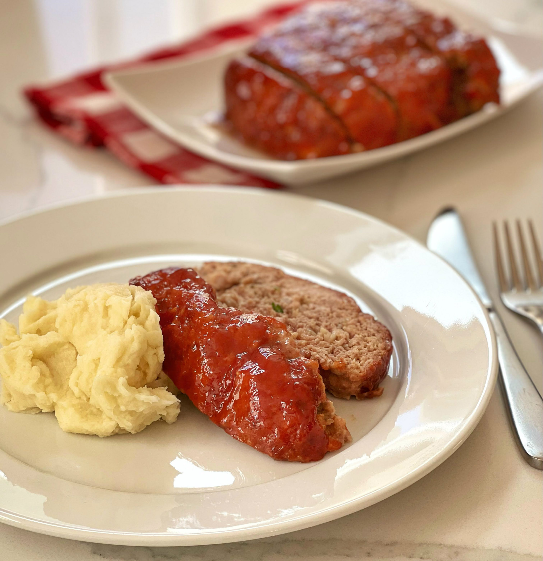 Meatloaf in cheap glass pan