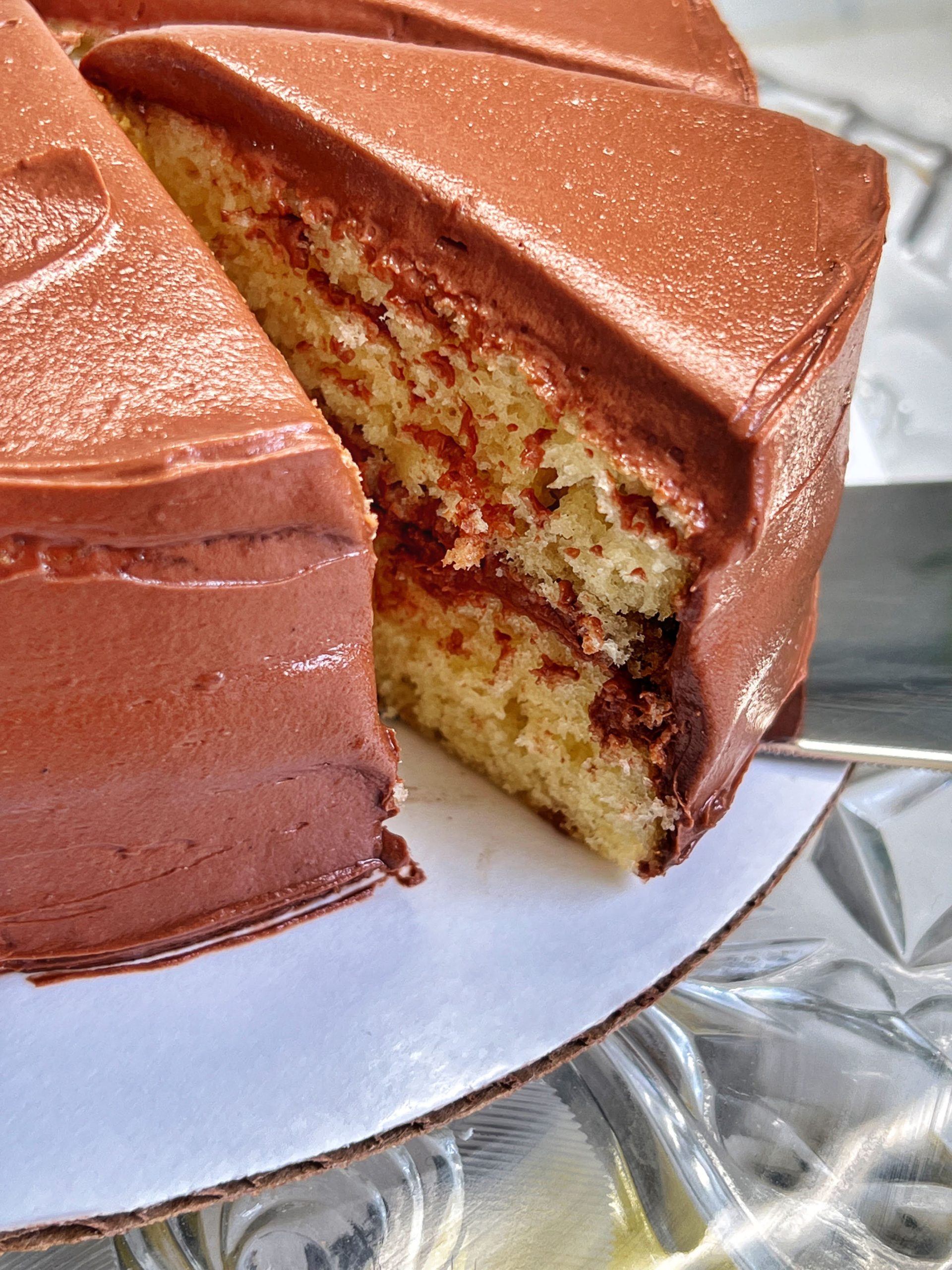 Homemade Classic Yellow Cake with Chocolate Frosting for Two