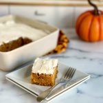 One Bowl Pumpkin Snack Cake with Marshmallow Buttercream Frosting