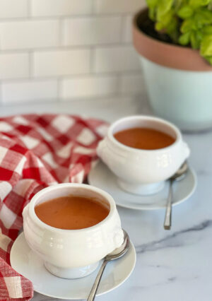 This classic tomato rice soup recipe is a perfect way to enjoy the bounty of summer tomatoes. But, wait! You can also use canned tomatoes year-round! Either way, this soup can be ready in about 45 minutes. I upped the ante for this soup by adding Basil Pesto and some cooked rice. This was even better than the canned stuff!