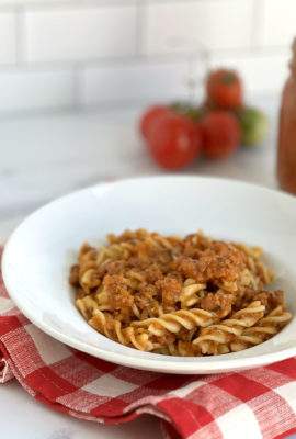 This Instant Pot Pressure Cooker Turkey Bolognese is really flavorful ragù sauce. This recipe was developed to be "oven-braised" in a Dutch oven (I'll include instructions). I decided to adapt this recipe for my Instant Pot Pressure cooker and I was delighted with the results. While ground turkey,at times, can taste a bit bland-- this sauce had plenty of Italian flavor. A key ingredient is adding milk to the sauce, and just a bit of tomato. Serve this over pasta or polenta for a delicious comforting meal.