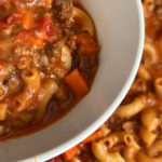 American Goulash is a classic fast and easy one dish wonder of cooked ground beef, vegetables, pasta and cheese. The beauty of this dish, is that this is all made in one skillet! American Goulash has no relationship to Hungarian Goulash. I want to clear the air on that, straight up! This recipe is versatile, where you can add vegetables and spices of your personal preferences. American Goulash can be a perfect freezer meal that your family will love.