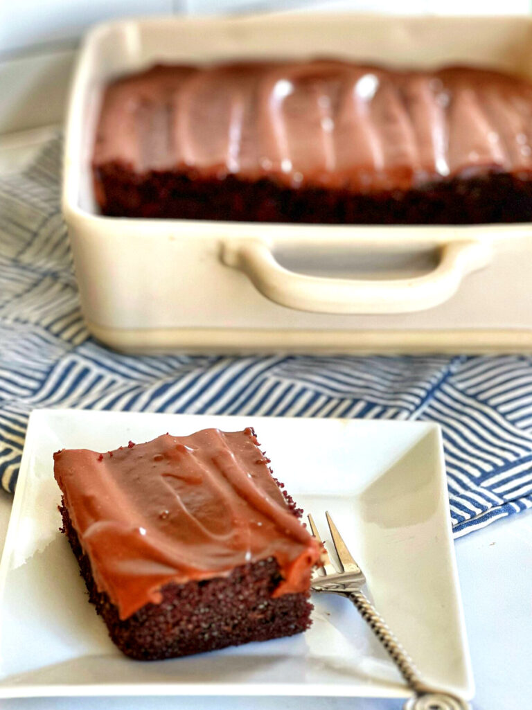 This Chocolate Snack Cake scratched my itch for a chocolate craving. Being empty nesters, this cake is the perfect size that lasts a few days. The cake is exactly what you want-- moist, tender and chocolatey! The frosting has only three ingredients. Perfection!