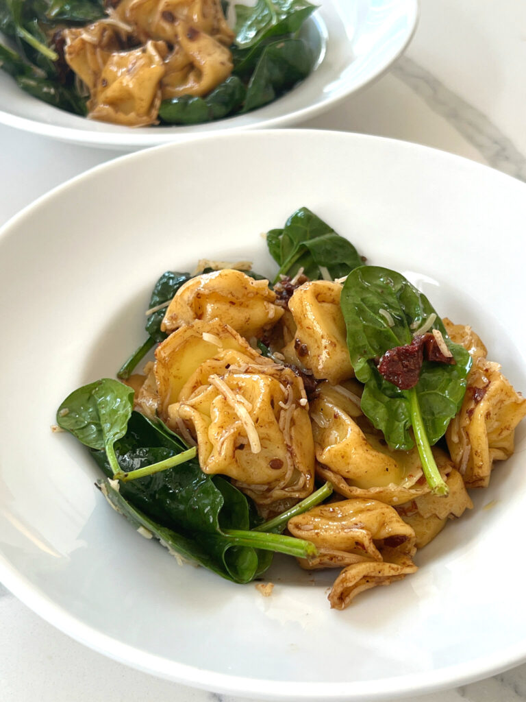 Tuscan Tortellini Salad with Spinach and Sun-Dried Tomatoes