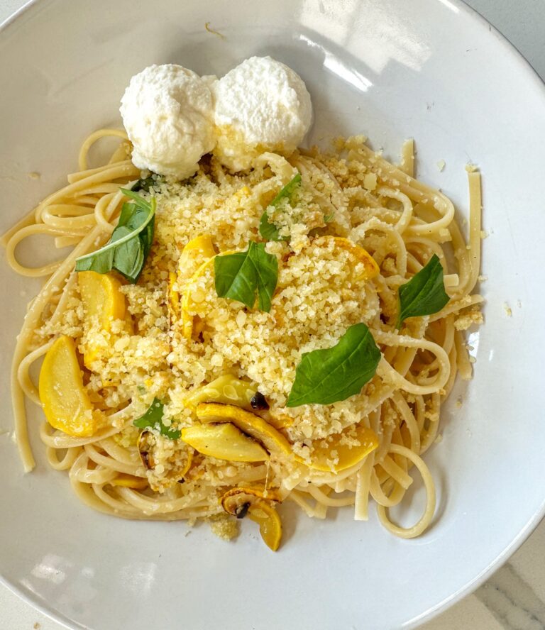 Yellow Squash Pasta with Ricotta and Lemon-Parmesan Bread Crumbs