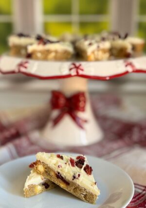 A Christmas plate of Cranberry Bliss Bars