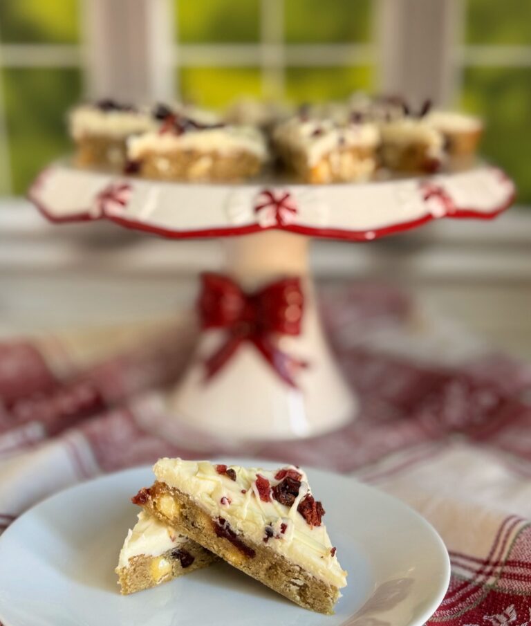 A Christmas plate of Cranberry Bliss Bars