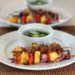 Skewered pork and pineapple made in an air fryer.